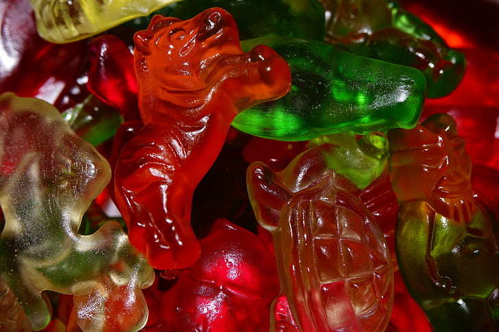Gummibärchen, Gyümölcs kisselek, gyümölcs zselés mix, Haribo, Gummi bears, színes, édesség