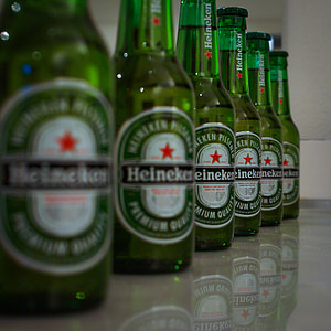 øl, Heineken, grøn, drink, drikke, blød, frisk