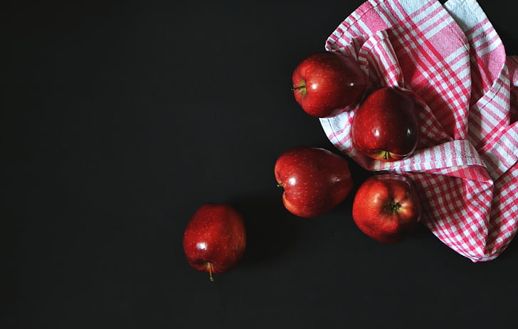 apples, fruit, fresh, cloth, healthy, organic, red