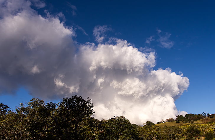 cumulus nimbus, cloud, white, large, blue, dramatic, weather
