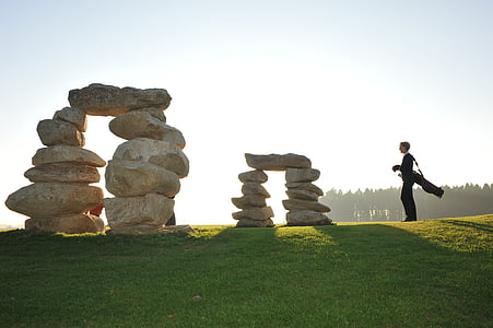 Гольф, Фэн шуй гольф, Панорама гольф, гольфисты, мощность камни, Бавария, Бавария