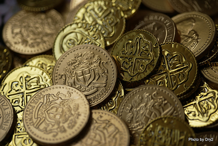 Bitcoin, monety, Złoto, pieniądze, Waluta, bogactwo, bogaty
