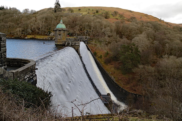 Pen-y-garreg, barrage de, au pays de Galles, réservoir, UK, vallée de l’Elan, montagne