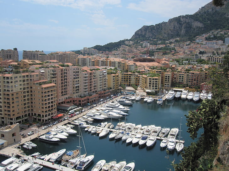 pohled, přístav, Monako