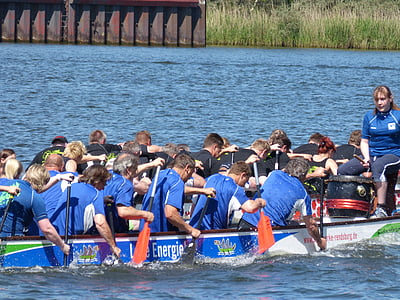 dragon boat, boot, water sports, competition, sport, paddle