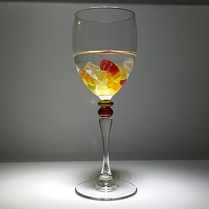 ποτήρι κρασί, gummibärchen, ζελέ φρούτων, Χάριμπο, αρκούδα, πολύχρωμο, Gummi αρκούδες