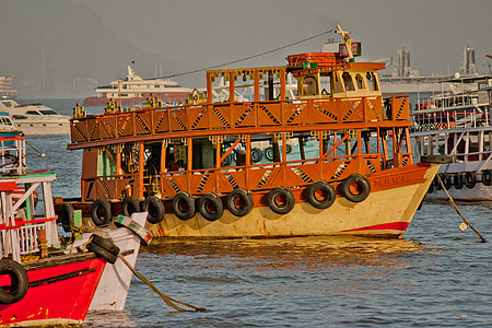 ferge, gamle, India, Mumbai, skipet, båter