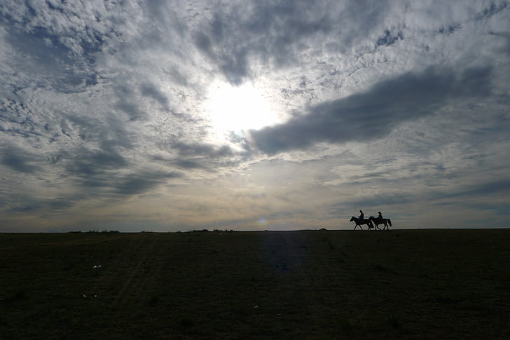 Himmel, Silhouette, Mongolei