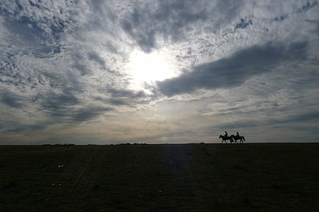 nebo, silueta, Mongolija