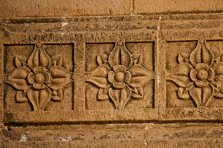carved, flower, pattern, wood, wall, vintage