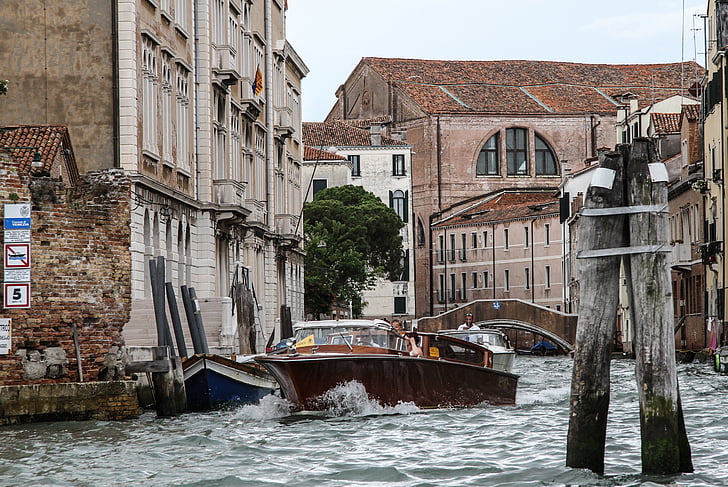 taxi acuático, Venecia, arranque, transporte, canal, envío, barcos a motor