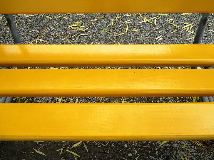 banka, dřevo, parku, žlutá, schodiště