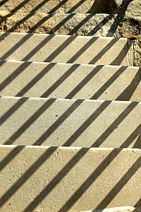 escadas, gradualmente, sombra, escadaria, luz