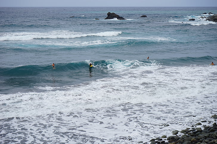 água, onda, mar, surfista, banho do divertimento, praia, lava