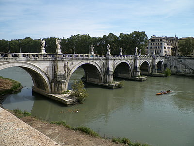 rome, bridge, italy, architecture, landmark, travel, famous