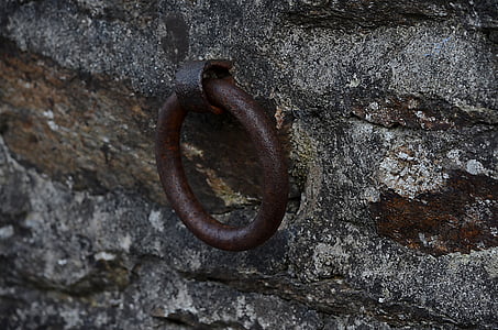 ring, metal, rust, rusty, wall, old, ferrraille
