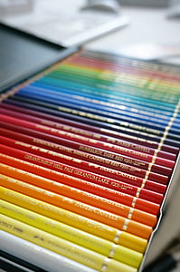 色鉛筆, アート, 虹, 虹色, 図