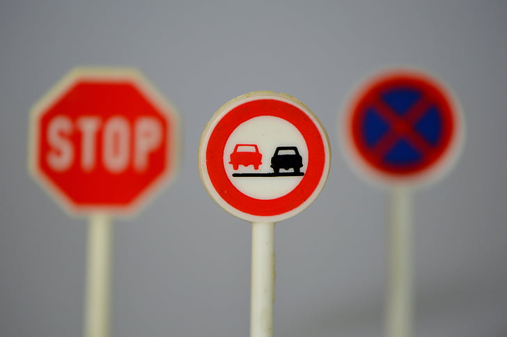 trafikkskilt, stopp, veiskilt, forbikjøring, rød, tegn, symbolet