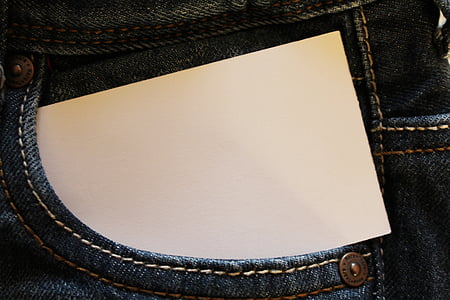 jeans, bag, pocket, business card, pants, list, stitched
