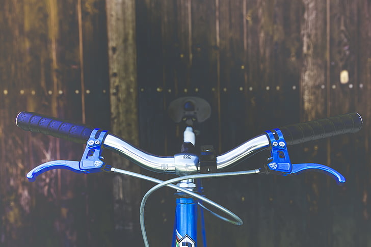 sykkel, sykkel, ri, utendørs, transport, styret, blå
