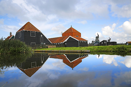 Països Baixos, poble de molí de vent, el paisatge