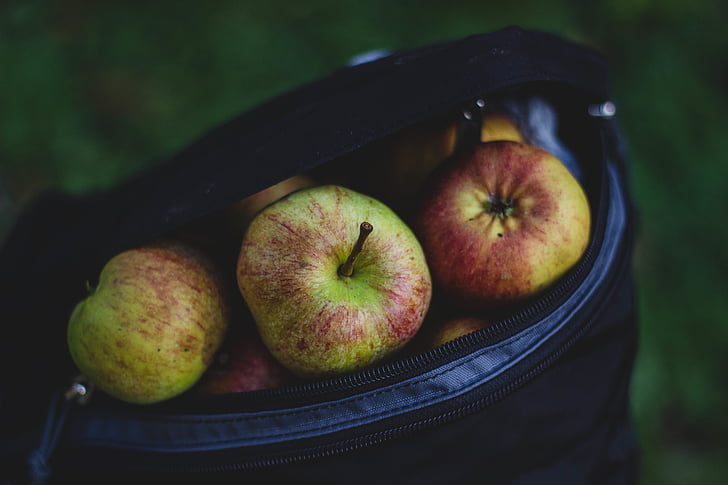 ripe, apples, black, bag, fruits, food, healthy