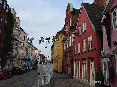 Flensburg, Straße, Schuhe, Leine, hängen, Graffiti, Street-art