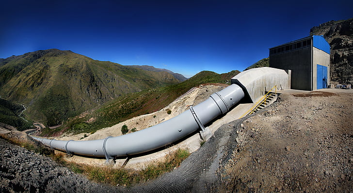 σωλήνα, Υδροηλεκτρικός σταθμός, huanza, Περού, Υδατοφράκτης, Βυθοκόρος, μονάδα παραγωγής ενέργειας