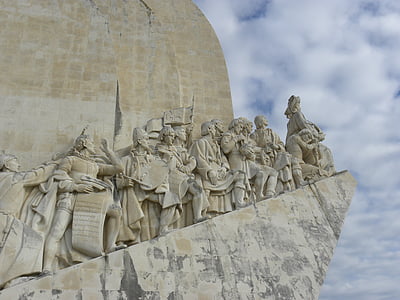 prospettiva, Monumento, cielo, nuvole, di fuori, statue, Portogallo