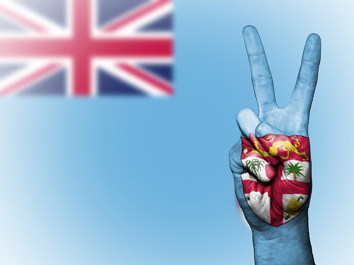Fidzsi-szigetek, béke, kéz, nemzet, háttér, banner, színek
