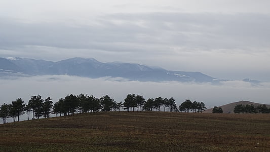 Géorgie, montagnes, nuages, brouillard