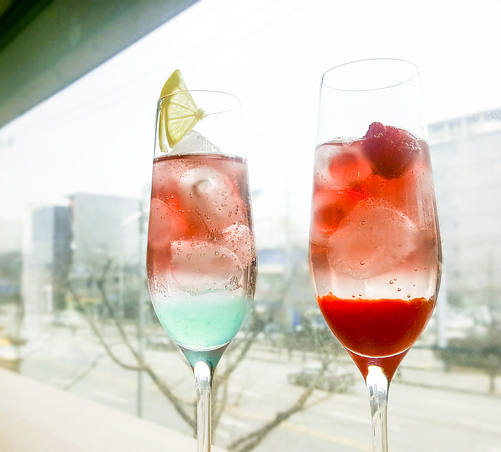 cocktail, strawberry, lemon, glass, glasgow, red