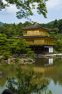 arhitektūra, ēka, Japāna, kinkaku KĪ, Kioto, ezers, parks