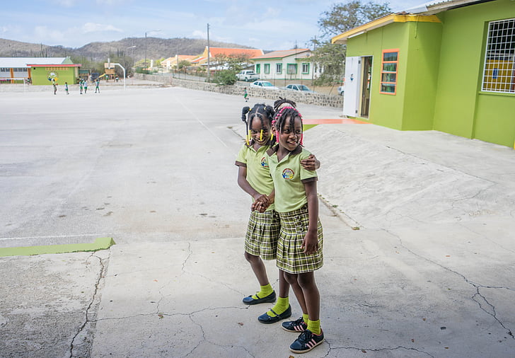 Curacao, skolan, studenter, barn, Karibien, Tropical, utbildning