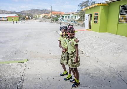 Curacao, mokyklos, studentams, vaikai, Karibai, atogrąžų, švietimo