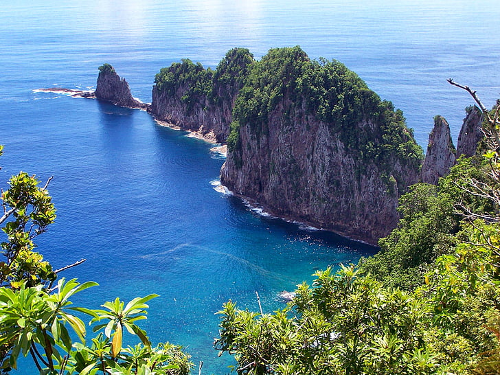amerikanisch-samoa, Insel, landschaftlich reizvolle, Meer, Ozean, Wasser, Bäume