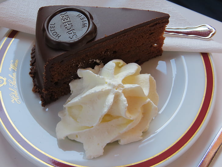 sacher cake, vienna, cake, pastry shop, candy, cafe, nibble