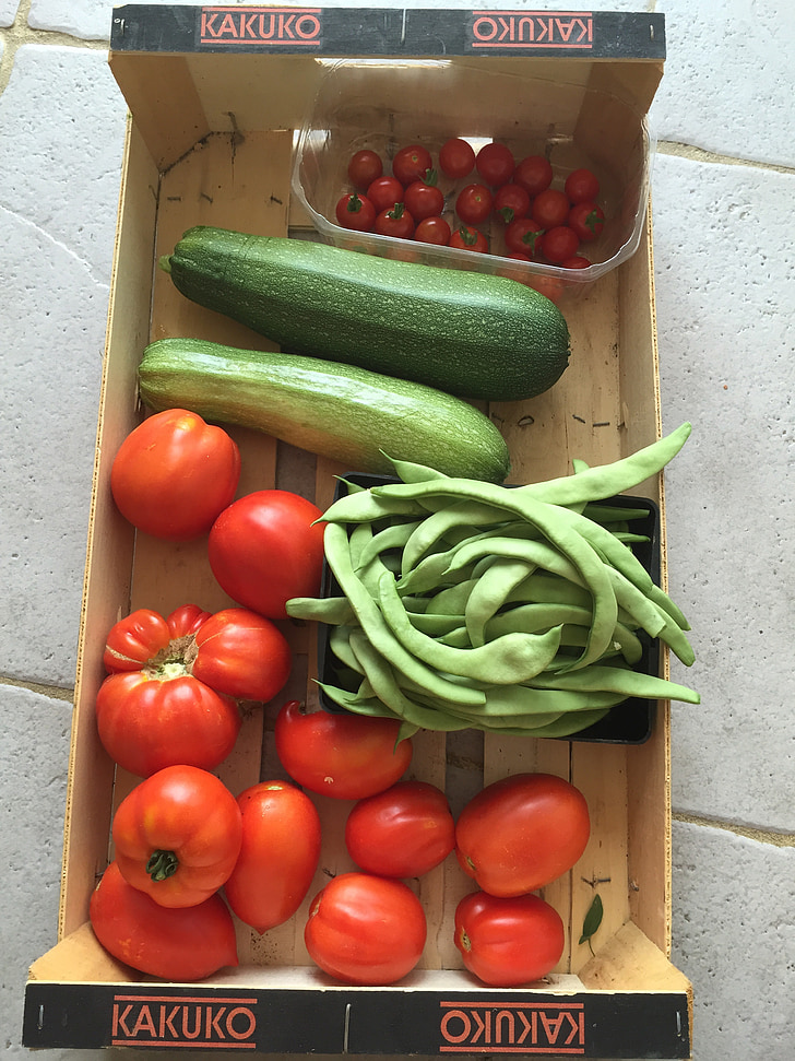 λαχανικό, συγκομιδή, βατόμουρο, ντομάτες, Κήπος, βιο, τροφίμων