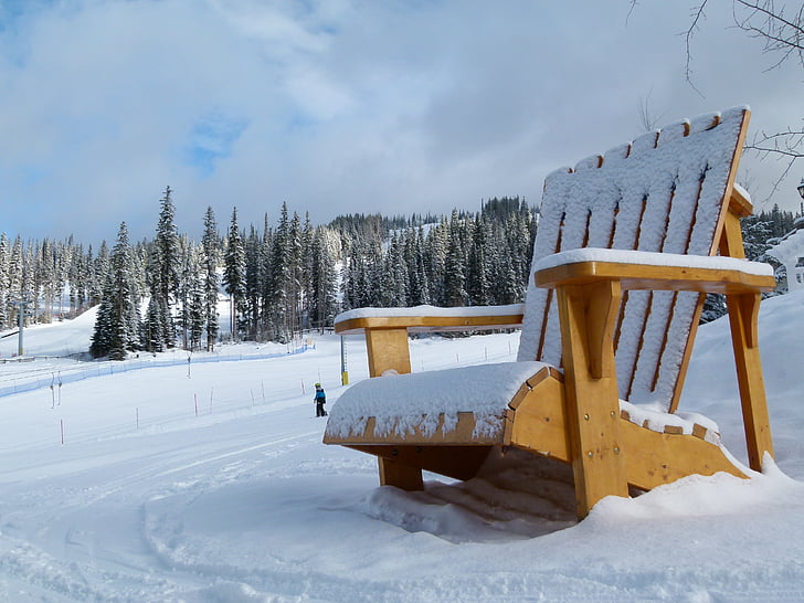 zon pieken, Skigebied, Brits-columbia, Canada over dimensionale, houten stoel, sport, activiteit