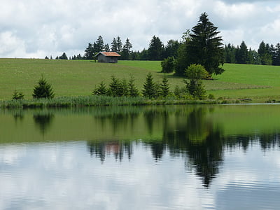 езерото, Отразявайки, природата, води, езеро, пейзаж, Nesselwang