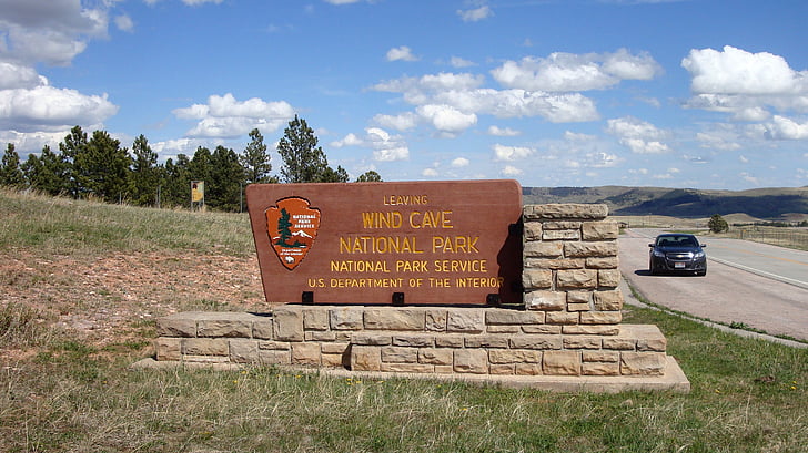Estados Unidos da América, Parque Nacional, parques nacionais, América, placa, Parque Nacional de Wind cave, sinal