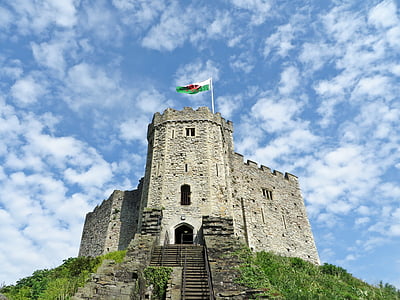 Cardiff castle, hrad, Wales, staré, pamiatka, waleština, opevnenie