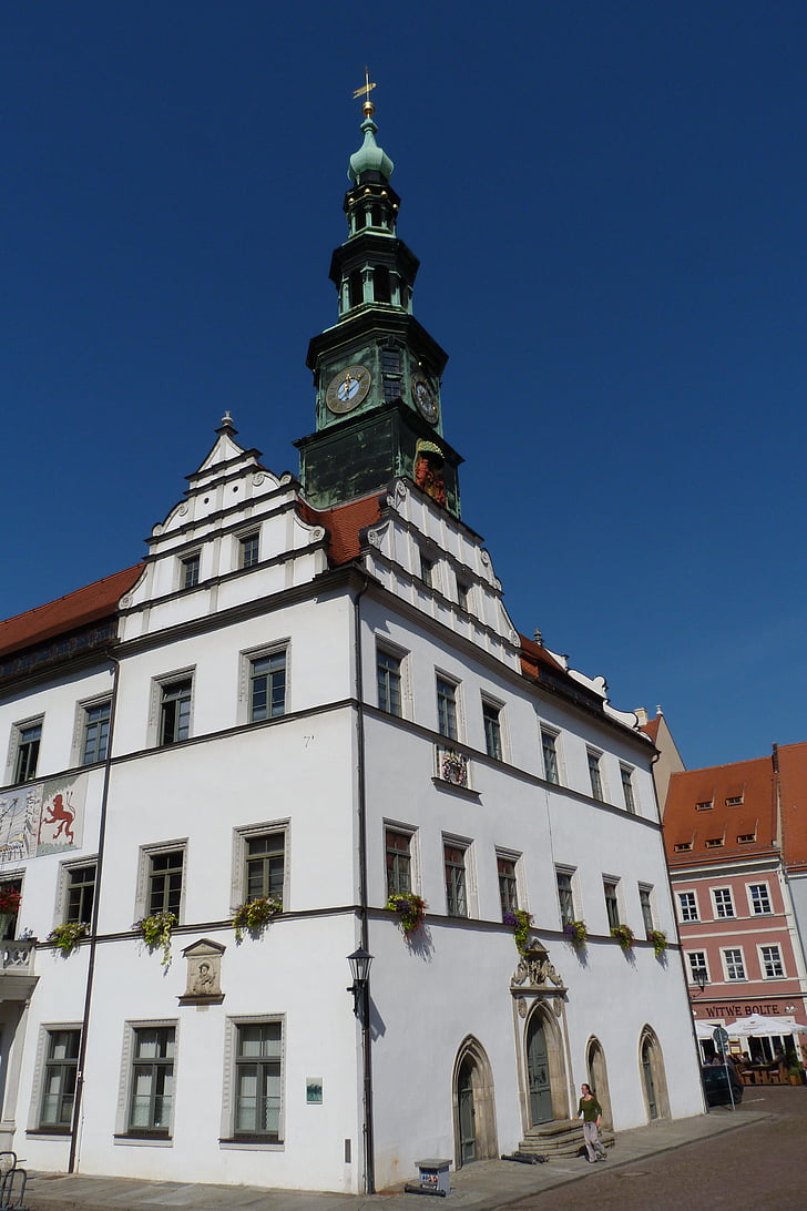 city, pirna, town hall, building, saxony, architecture
