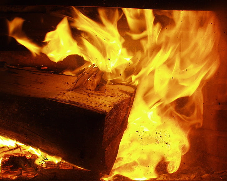 gaisro, duobę, medienos, Karšta, sausas, liepsnos, naktį