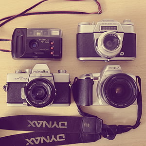 kamery, Minolta, Voigtlander, Yashica, Hipster, analogowe, kamery