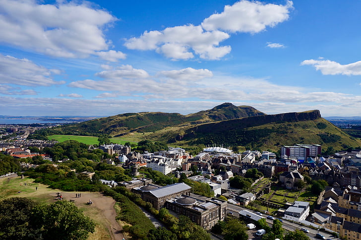 Edinburgh, Arthur's seat, Hills, sídlo, Skotsko, Velká Británie, cestování