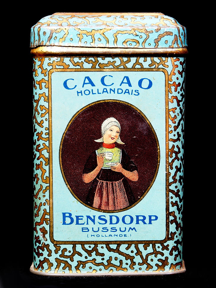 Bensdorp, cacao, boîte de, étain, paquet, vieux, Retro