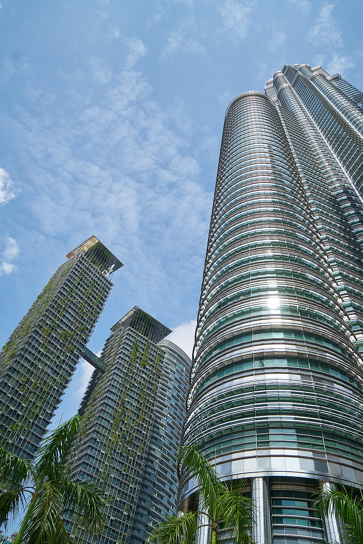 Malasia, rascacielos, edificio, estructura, cielo, gran, edificios