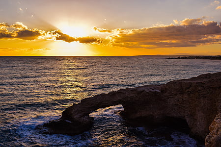 sunset, rocky coast, sea, nature, afternoon, dusk, evening