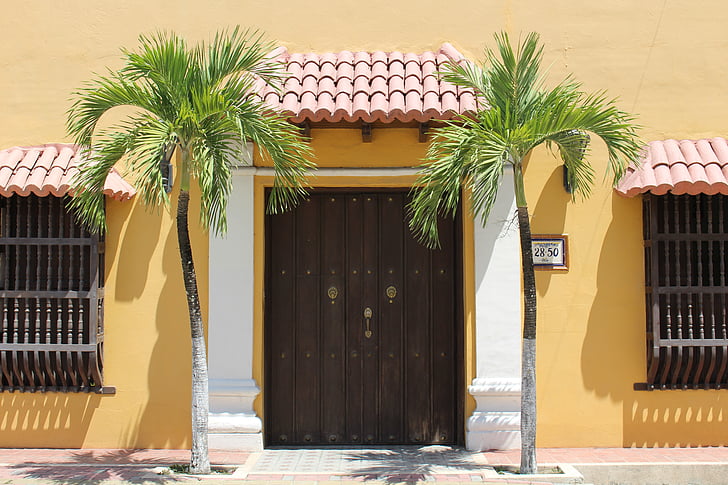 drzwi, Palma, palmy, Kolumbia, Bolivar, kolumbijski, kultury